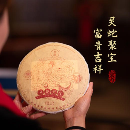 双陈2025年灵蛇聚宝纪念茶普洱茶生茶云南七子饼生肖茶送礼送领导 商品图1