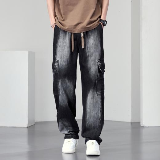 【DYF】大依优型大码直筒牛仔裤水洗渐变宽松大码男美式胖子裤子 商品图0