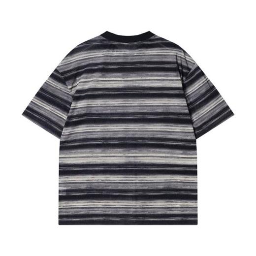 T2269夏季新款时尚个性韩版条纹晕染细闪圆领长袖T恤百搭潮流韩系上衣 商品图5