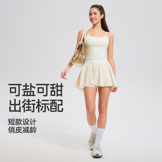 【2025上新】科里芙假两件开叉百褶裙A字裙高腰显瘦带口袋女 商品图4