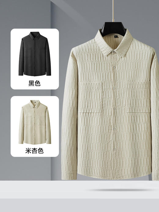 【新款DX】大依优型大码男装春秋薄款衬衫外套男式加肥加大码宽松休闲时尚翻领薄上衣 商品图3