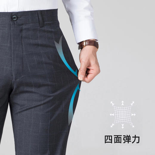 圣得西男士商务格纹西裤青年男2025秋季新款英伦风高级轻奢直筒裤 商品图2