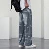 【DYF】大依优型大码男装松紧腰直筒牛仔裤宽松运动休闲风潮流男士胖子长裤 商品缩略图2