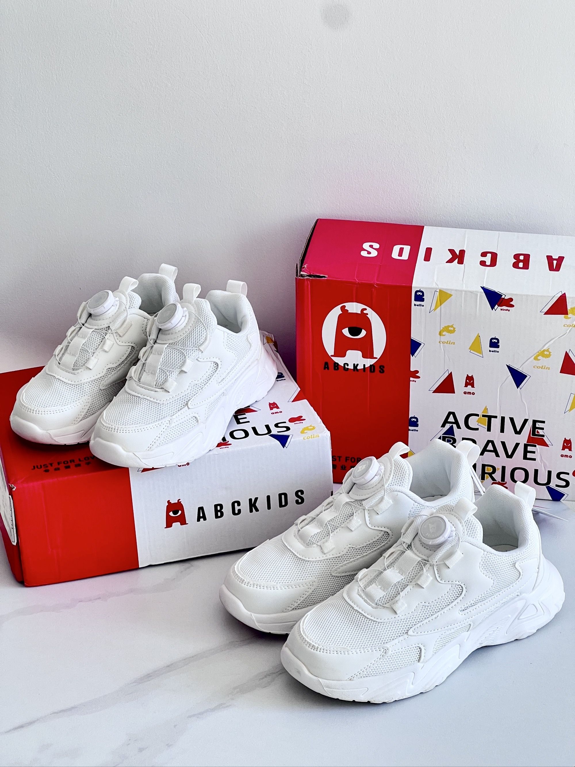 【abckids儿童运动小白鞋3249qz】✅专柜正品,‬三标齐全,‪带