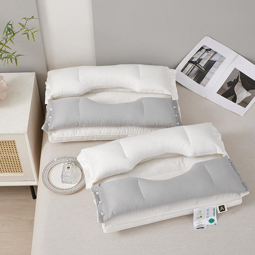 严选 | 新款全棉双向养护牵引可拆卸枕头 42X62cm一只装 可调节羽丝绒枕芯 商品图4