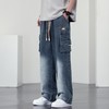 【DYF】大依优型大码男装松紧腰直筒牛仔裤宽松运动休闲风潮流男士胖子长裤 商品缩略图0