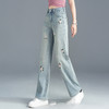 绣花牛仔直筒裤窄版修身阔腿裤2025年春夏款MYX-763-L 商品缩略图1