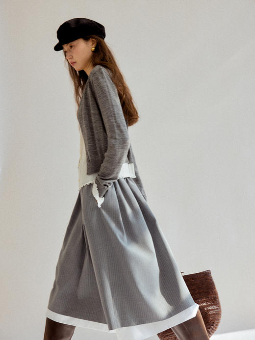 Even Vintage丨复古格雷系 长款优雅挺阔有型高腰伞裙蓬蓬半身裙 商品图4