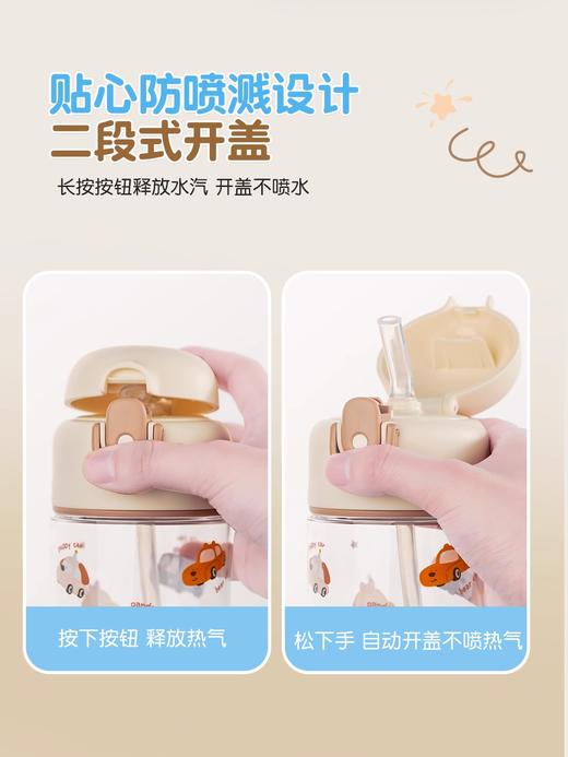 膳魔师儿童水杯宝宝吸管杯可斜挎防摔防滑耐磨塑料杯汽车小分队430ml/580ml/SMS-BB-SMS-BBST-430FPP-SEAST-580FGG-SEA 商品图4