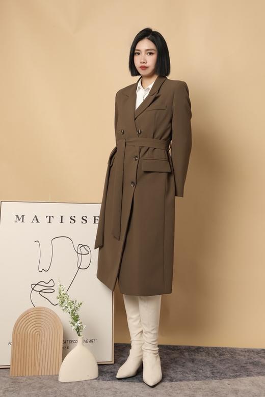 ESTELLICA 翻领双排扣军绿色外套 15448 商品图2