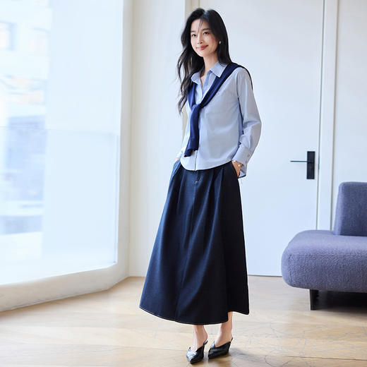 VICTORIA&VERA春季“圣马丁春日”可拆卸撞色披肩设计感高级休闲慵懒风衬衫 商品图7