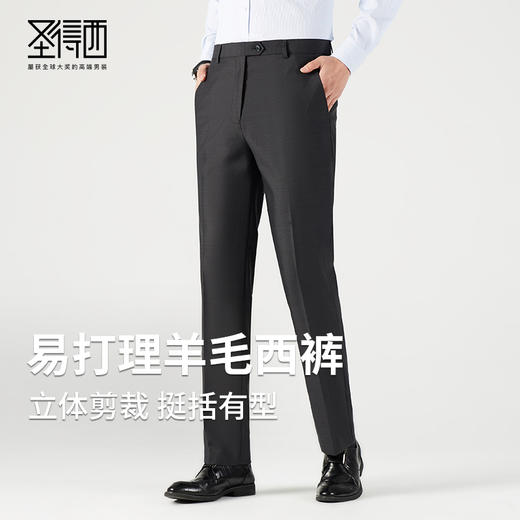 圣得西易打理羊毛西装裤男士2025秋季款商务职业正装休闲长裤 商品图0