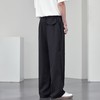 【DYF】大依优型大码松紧腰直筒休闲裤小西裤垂感冰丝黑色西装夏季长裤子男士 商品缩略图3