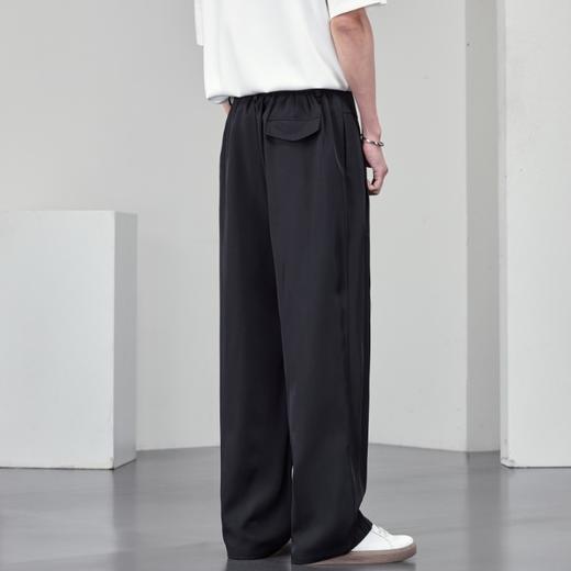 【DYF】大依优型大码松紧腰直筒休闲裤小西裤垂感冰丝黑色西装夏季长裤子男士 商品图3