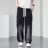 【DYF】大依优型大码男装松紧腰直筒牛仔裤宽松运动休闲风潮流男士胖子长裤 商品缩略图1