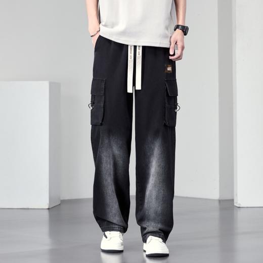 【DYF】大依优型大码男装松紧腰直筒牛仔裤宽松运动休闲风潮流男士胖子长裤 商品图1