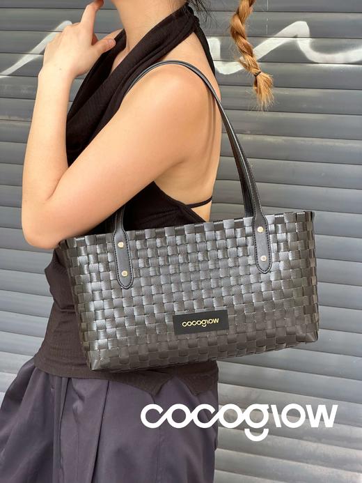 黑金波士顿大号腋下包手工编织手提包秋冬女包 商品图3