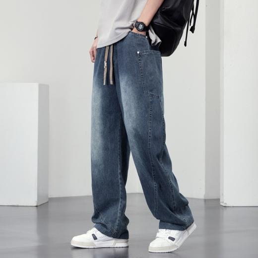 【DYF】大依优型大码直筒牛仔裤松紧腰男士宽松休闲长裤子水洗美式加肥加大潮流 商品图0