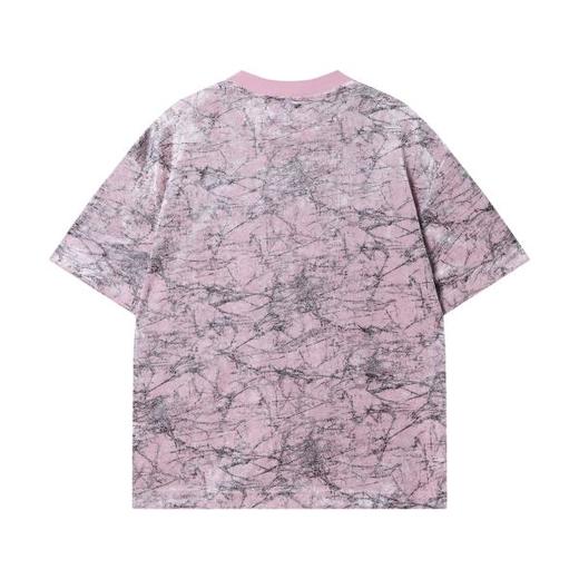 T2412夏季新款时尚个性韩版凌乱线条圆领短袖T恤宽松百搭潮流情侣上衣 商品图5