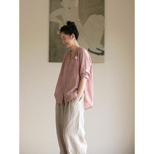 牧衣游原创棉麻混纺净色衬衫 限量福利款 雅云【不支持会员折】 商品图2