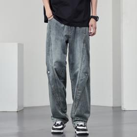 【DYF】大依优型大码牛仔裤复古直筒宽松休闲长裤子男士潮牌美式胖子