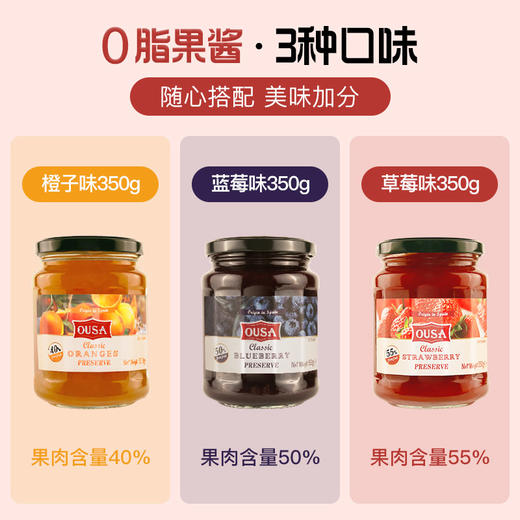 西班牙进口欧萨蓝莓草莓橙子果酱早餐蘸酱面包吐司调味酱烘焙专用 商品图4