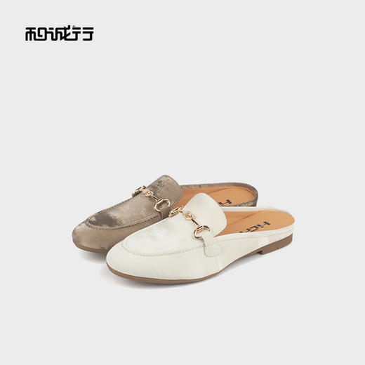 和诚行 2025夏季新款真皮法式平底单鞋女百搭通勤包头拖鞋2020018 商品图3