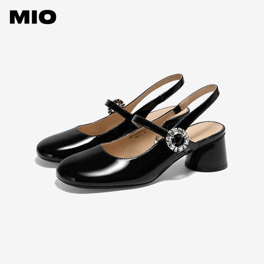 MIO米奥甜美凉鞋搭扣设计圆头中跟百搭玛丽珍女鞋M252289081 商品图2