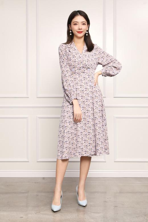 L.Fleuri 西装领碎花收腰连衣裙 11917 商品图1
