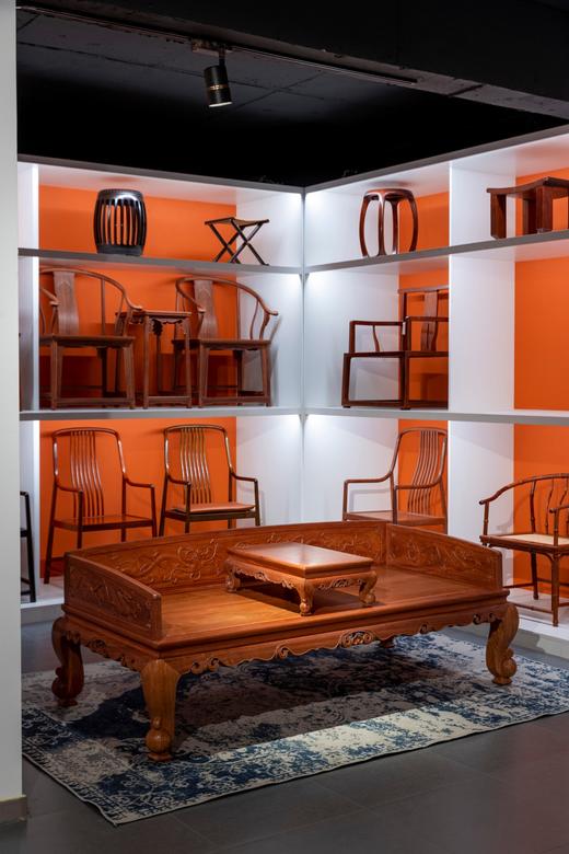 红桥红  家具严选  缅甸花梨（大果紫檀）【双龙捧寿 卷珠腿罗汉床两件套】 商品图1