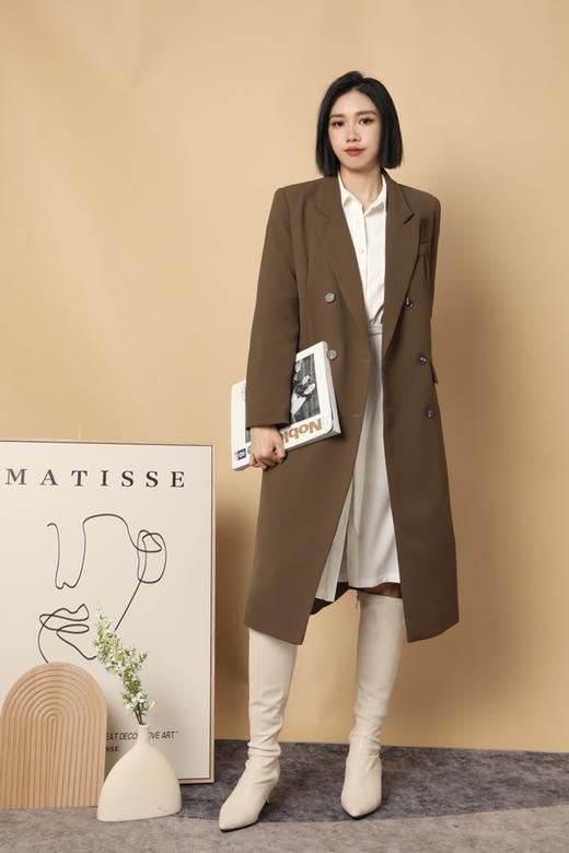 ESTELLICA 翻领双排扣军绿色外套 15448 商品图0