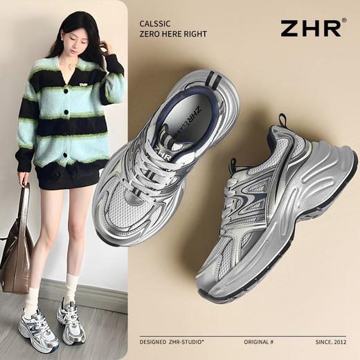 ZHR厚底增高老爹鞋女春季新款透气舒适运动休闲鞋女耐磨轻量女鞋 商品图0