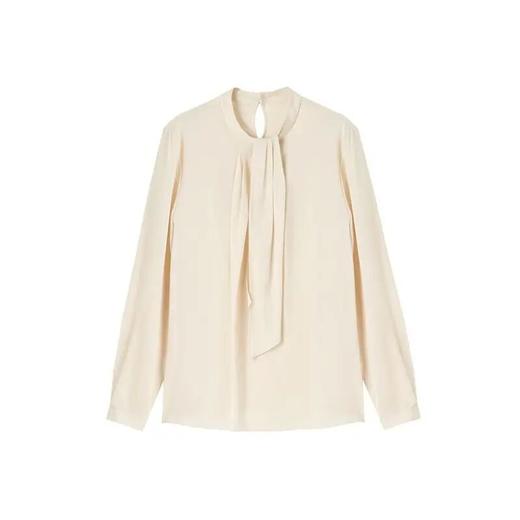 【高货kbnq】全新升级【铂金会员349/天猫469/差价120】(85833)洛诗琳气质时尚立领飘带宽松百搭长袖通勤桑蚕丝衬衫 商品图4