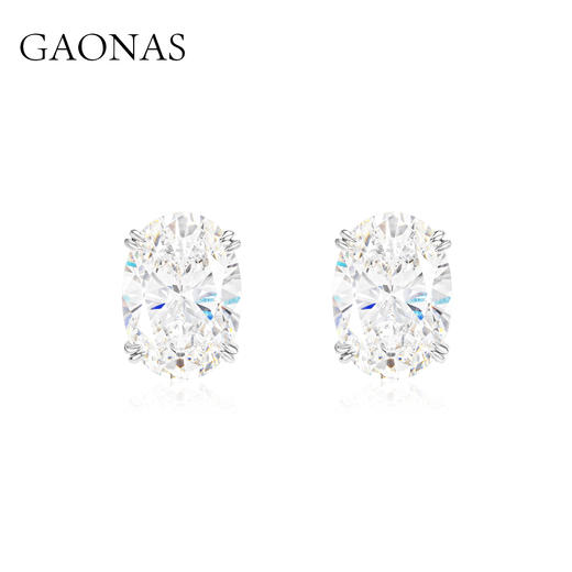 GAONAS 925银合成锆石耳饰 经典时尚臻奢蛋形白色6ct耳钉 11079EW 商品图4