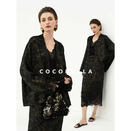 COCOBELLA新中式重工蕾丝烫金通勤外套女25秋国风开衫上衣SC3099 商品图1