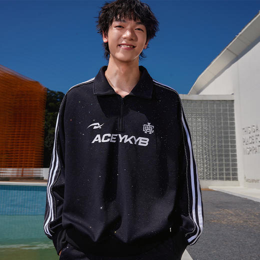 [整套直减39][黄誉博]YKYB黄子韬新款细闪卫衣裤子外套华夫格国潮百搭宽松撒银款套装情侣装Y43NWT060 商品图0