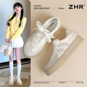 ZHR则则厚底增高德训鞋子2025春季新款舒适休闲时尚小香风ins女鞋