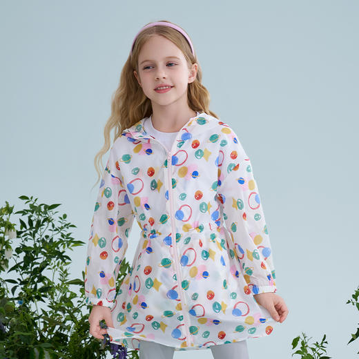 mettekids儿童皮肤衣2025新款女童夏季轻薄连帽中长款长袖外套 商品图3