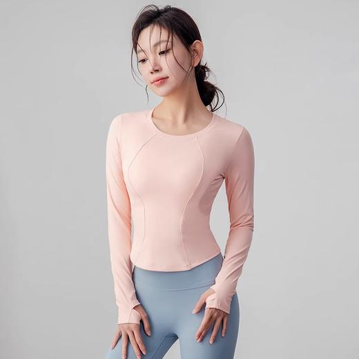 跃牌【美西西系列】新款显瘦圆领瑜伽T恤设计感休闲瑜伽服长袖高弹跑步修身CX-6912 商品图1