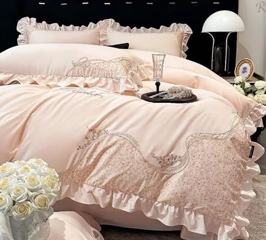 天丝棉刺绣荷花边菲丽丝四件套G117800031 商品图0