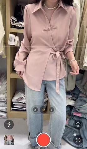 7.29秒杀-微脏（NO退）【春上新】DL 法式不规则气质盘口系腰带衬衫W2006-喜出