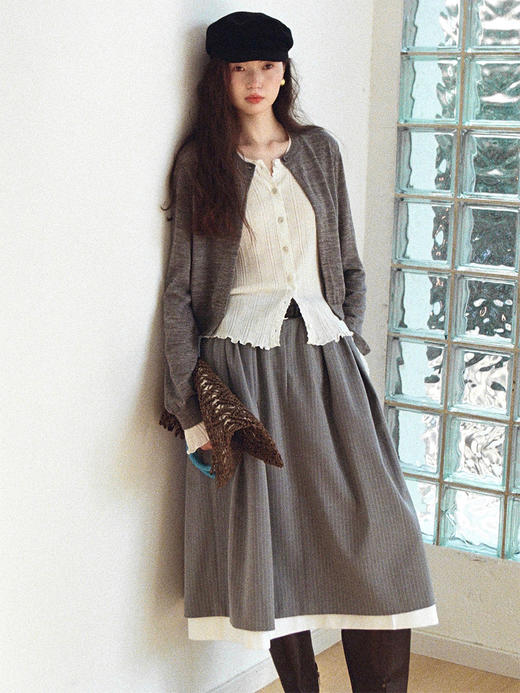 Even Vintage丨复古格雷系 长款优雅挺阔有型高腰伞裙蓬蓬半身裙 商品图2