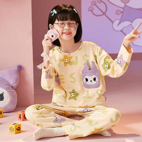 【纯棉睡衣】春秋季 儿童睡衣可爱卡通 女童圆领长袖 中小大童薄款家居服 