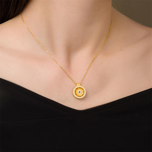 【积分抵值】芳华-美人如花吊坠 格桑花足金黄金钻石红宝石挂坠【热卖臻品】MEMORA诗普琳LP457901 商品图2