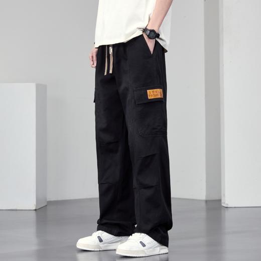 【DYF】大依优型大码工装牛仔裤松紧腰男压褶水洗美式高街复古宽松直筒阔腿潮流胖子 商品图2