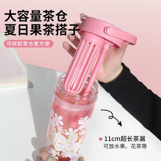 GOOM手绘杯大容量手提吸管杯高颜值塑料杯 600ml繁花/个 商品图2