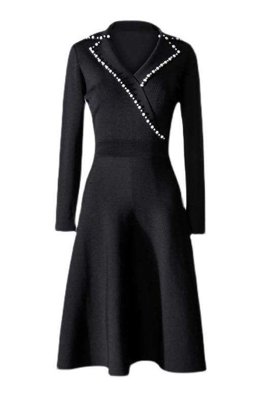 SIA SAYLOR 黑色V领针织连衣裙 13933 商品图2