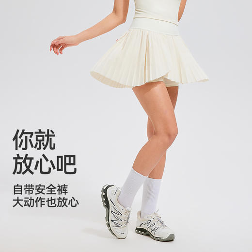 【2025上新】科里芙假两件开叉百褶裙A字裙高腰显瘦带口袋女 商品图2