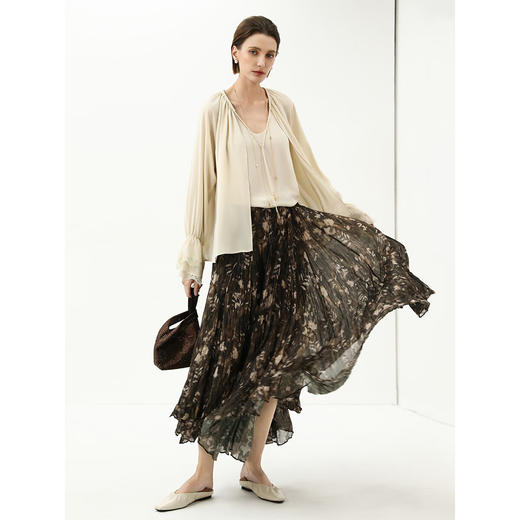 COCOBELLA无领捏褶荷叶袖蕾丝边衬衫优雅通勤遮阳开衫SR3082 商品图3