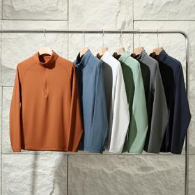 人气单品！2025新款远红外磨绒保暖吸湿高弹秋冬户外女士男士半拉链打底长袖T